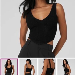 Alo Open Knit Tank Black